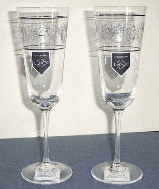 Lenox Autumn Legacy Champagne Flute Set Of 2 Etched Scroll $80