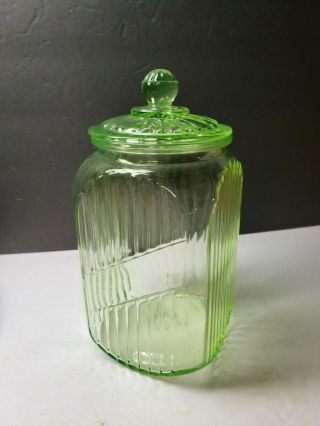 Vintage Anchor Hocking Green Depression Glass Kitchen Canister
