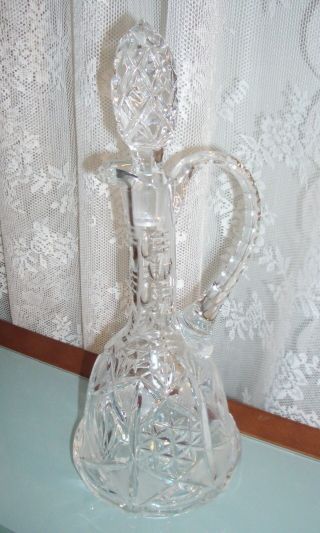 Vintage Bell Shape Crystal Diamond Cut Wine Liquor Decanter With Stopper/handle
