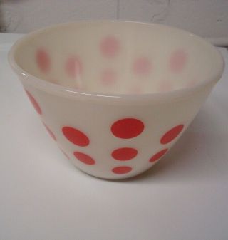 Vintage Fire King Bowl Red Polka Dot Fire - King Glass Oven Ware 5 1/2 " Euc