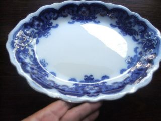 Antique Flow Blue Gold Oval Platter OREGON Pattern by Johnson Bros England - exc 2