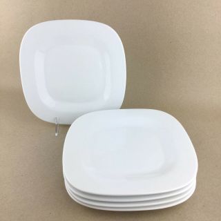 Food Network White Square Salad Plates 8.  5 " Marshmallow Set Of 5 Porcelain Plate