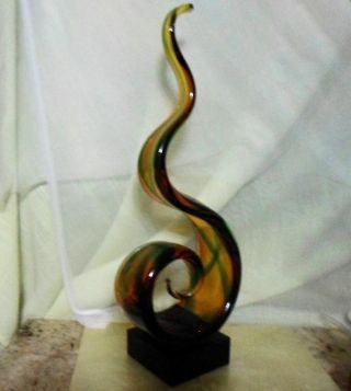15 " Collectible Murano Style Blown Glass Spiral Ribbon Art Sculpture Ross
