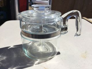 Vintage Pyrex Flameware Clear Glass 4 Cup 7754 Percolator Coffee Pot - Kitchen
