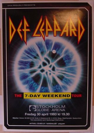 Def Leppard Sweden Stockholm 1993 Concert Poster