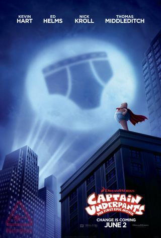 Captain Underpants 2017moviemini - Poster 13 - 3/8x20 Kevin Hart Ed Helms Nick Kroll