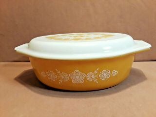 Vintage Pyrex Gold Butterfly Covered Casserole Dish 045 - 2 1/2 Qt W/lid