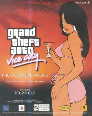 (hfbk77) Poster/advert 13x11 " Playstation 2 Grand Theft Auto Vice City