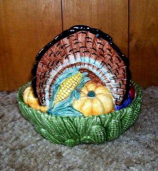 Fitz & Floyd Holiday Turkey 1.  25 Qt.  Covered Bowl.  Gorgeous Colors & Detail 3