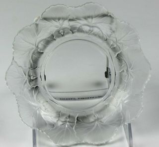 Signed Lalique France Honfleur Geranium Leaf Frosted Crystal Art Glass Dish Hld