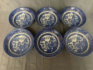Churchill Blue 6” Bowls Set Of 6 Made In England