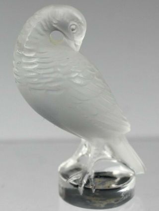 Vtg Signed Lalique France Art Glass Tourterelle Seal Paperweight Crystal Nr Hld