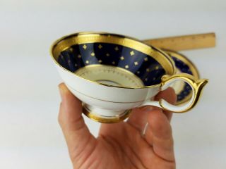 Vintage Aynsley Bone China Tea Cup & Saucer Cobalt BLue Gold Fleur de Lis 7494 3