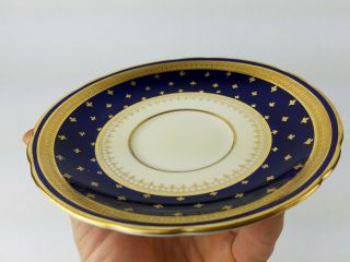 Vintage Aynsley Bone China Tea Cup & Saucer Cobalt BLue Gold Fleur de Lis 7494 7