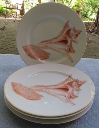 Four Fitz And Floyd Coquille Shell Salad Plates