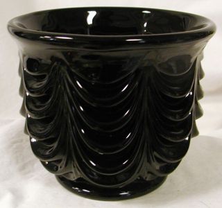 Black Amethyst Glass Heavy Drapery Pattern Flared Bowl