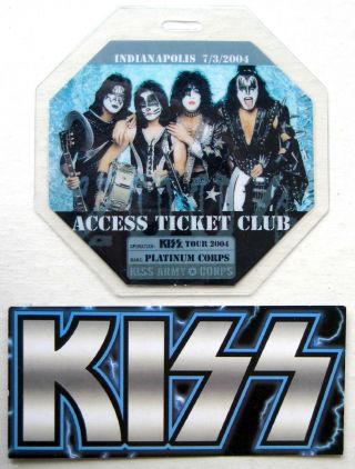 Kiss - 2004 Rock The Nation Indianapolis Access Ticket Club Laminate,  Promo Card