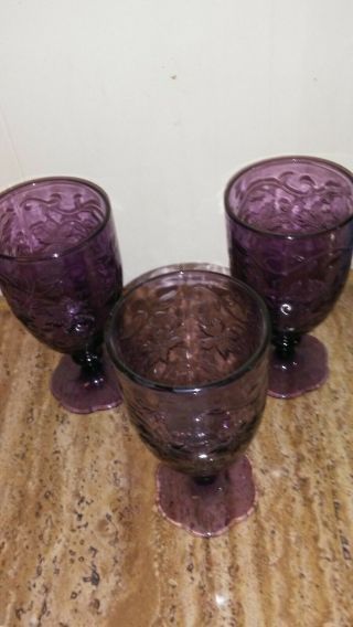 Princess House Fantasia Amethyst/purple Goblets Set Of 3
