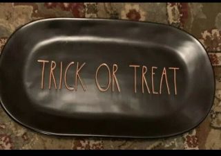 Rae Dunn Trick Or Treat Halloween Platter Black Orange