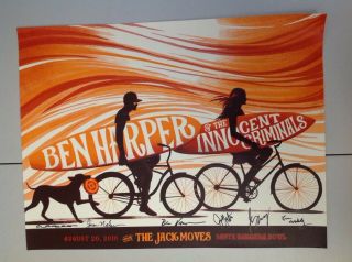 Ben Harper Jack Moves Santa Barbara Bowl Bicycle Poster Autographed 2016 Rare