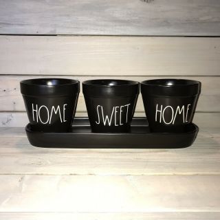 Rae Dunn Home Sweet Home Planter - Glossy,  Black Ceramic