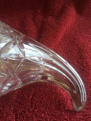 LARGE Vintage SHANNON CRYSTAL Glass Cornucopia Vase Centerpiece Horn 4