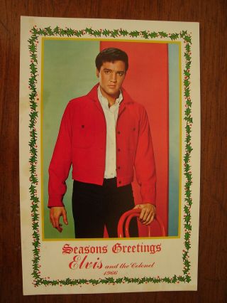Old Vintage 1966 Photo Christmas Card Elvis Presley Seasons Greetings