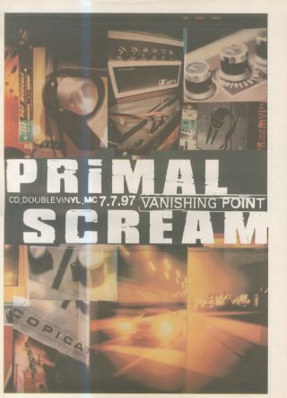 (anew5) Poster/advert 15x11 " Primal Scream : Vanishing Point