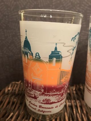 4 Vintage California Mission Glasses Tumblers Frosted 12 oz MCM Cocktail 3