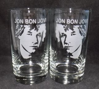Etched " Jon Bon Jovi " Hiball Glasses - Gift - Gift Box