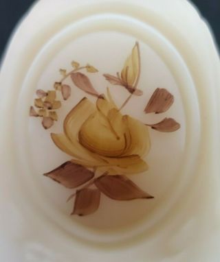 VINTAGE FENTON Custard Glass Bell HAND PAINTED w/Flowers Signed By Fam Bibler 5