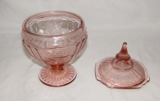 Vintage 30 ' s Anchor Hocking MAYFAIR Pink Depression Glass Candy Dish & Lid 3