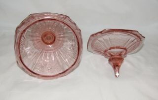 Vintage 30 ' s Anchor Hocking MAYFAIR Pink Depression Glass Candy Dish & Lid 4