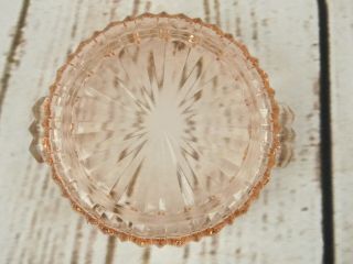 Pink Depression Glass Candy or Powder Trinket Dish Lid Saw Tooth 5x2 Inches 7