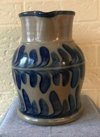 Beaumont Brothers Pottery Bbp 1995 Salt Glazed Pitcher With Leaf Design