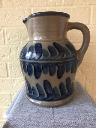 BEAUMONT BROTHERS POTTERY BBP 1995 SALT GLAZED PITCHER WITH LEAF DESIGN 4