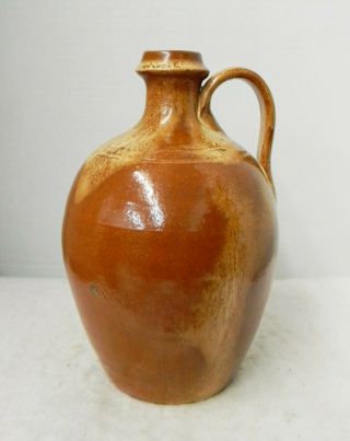 Nc Pottery Hand Made 1/2 Gallon Whisky Jug,  Signed M.  L.  Owens,  Great Glaze