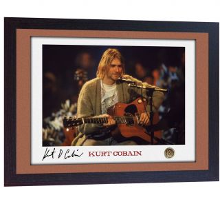 Kurt Cobain Nirvana Signed Autograph Photo Print Framed