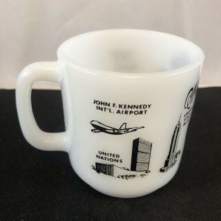 Rare Vintage York City Milk Glass Mug GlasBake World Trade Center Empire St 3