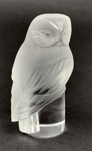 Lalique “chouette” Owl Figurine Paperweight Crystal Signed France Bird Vtg Deco