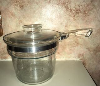 Vintage Pyrex Flameware Glass Double Boiler 1 - 1/2 Qt.  Insert 6283 - U Cooking Chic