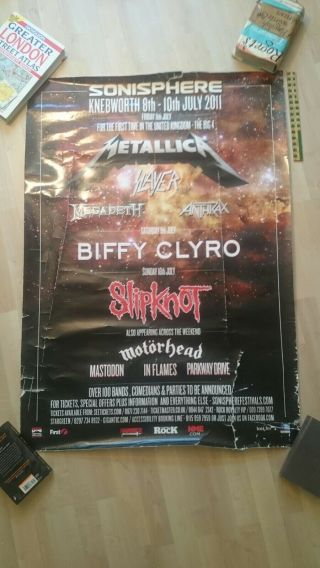 A0 Size Sonisphere Festival 2011 Poster 118cmx83cm Slipknot Megadeth Anthrax
