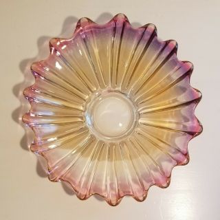 Vintage 9 1/4 " Iridescent Carnival Glass Flower Shaped Bowl