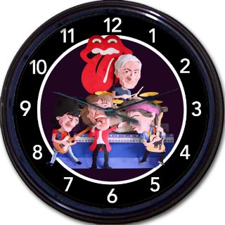 Rolling Stones Wall Clock Mick Jagger Keith Richards Ronnie Wood Charlie Watts