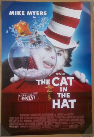 Cat In The Hat Movie Poster 2 Sided Final Vf 27x40 Mike Myers