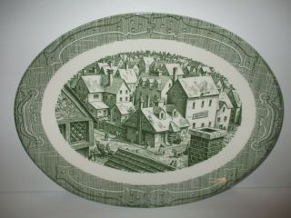 Currier & Ives Old Curiosity Shop Royal China Green Platter 13 "