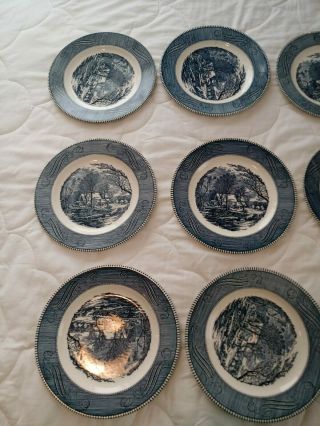 VINTAGE CURRIER AND IVES PLATES 15 IN ALL OLD GRIST MILL DINNER PLATES MINTY 3