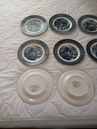 VINTAGE CURRIER AND IVES PLATES 15 IN ALL OLD GRIST MILL DINNER PLATES MINTY 6
