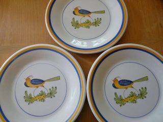 Set Of 3 Vintage San Marciano Ceramicae Hand Painted Bird Plates
