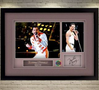 Freddie Mercury Queen Signed Autograph Music Photo Framed Print